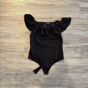 Express Black Ruffled Bodysuit